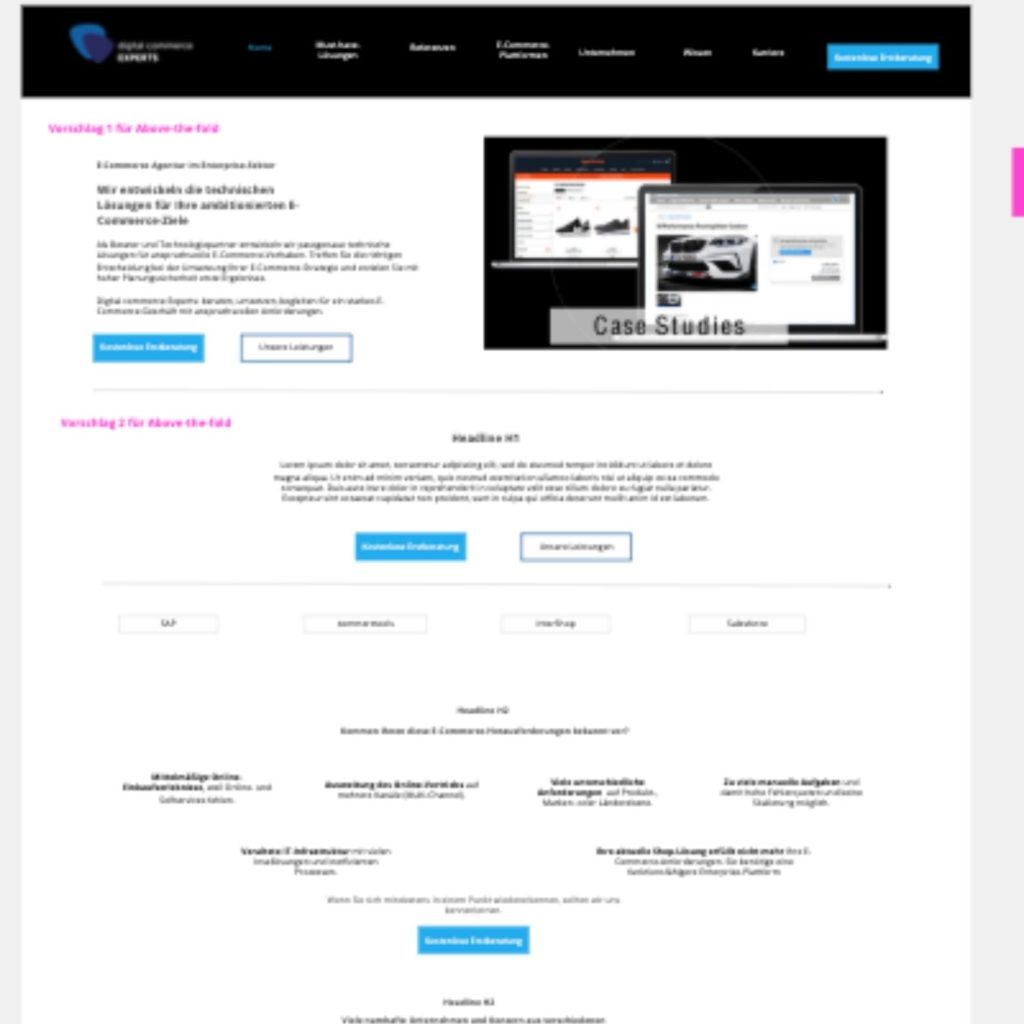 Beispiel für ein Wireframe beim Conversin-Copywriting